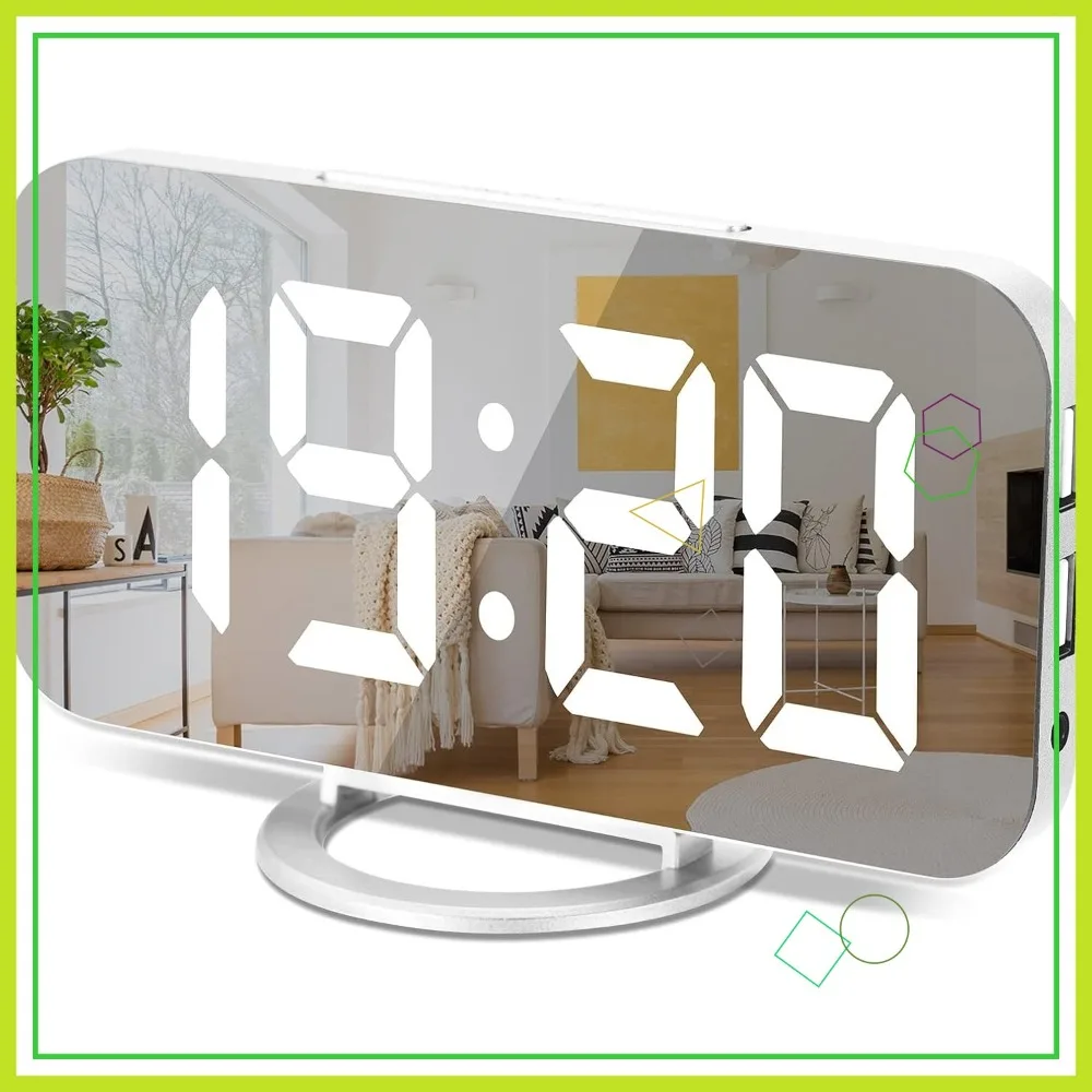 6 Inch Large LED Alarm Clock with Dual USB Ports, Auto Dimmer & Snooze, Mirror Desk Clock for Bedroom Home Office
6 Inch Large LED Alarm Clock with Dual USB Ports, Auto Dimmer & Snooze, Mirror Desk Clock for Bedroom Home Office