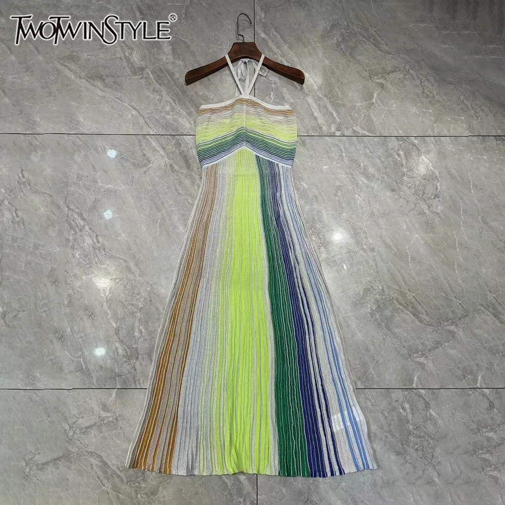 TWOTWINSTYLE Hit Color Slimming Dinner Dresses For Women Camisole Sleeveless Backless High Waist Chic Dress Female New KDR533000
TWOTWINSTYLE Hit Color Slimming Dinner Dresses For Women Camisole Sleeveless Backless High Waist Chic Dress Female New KDR533000