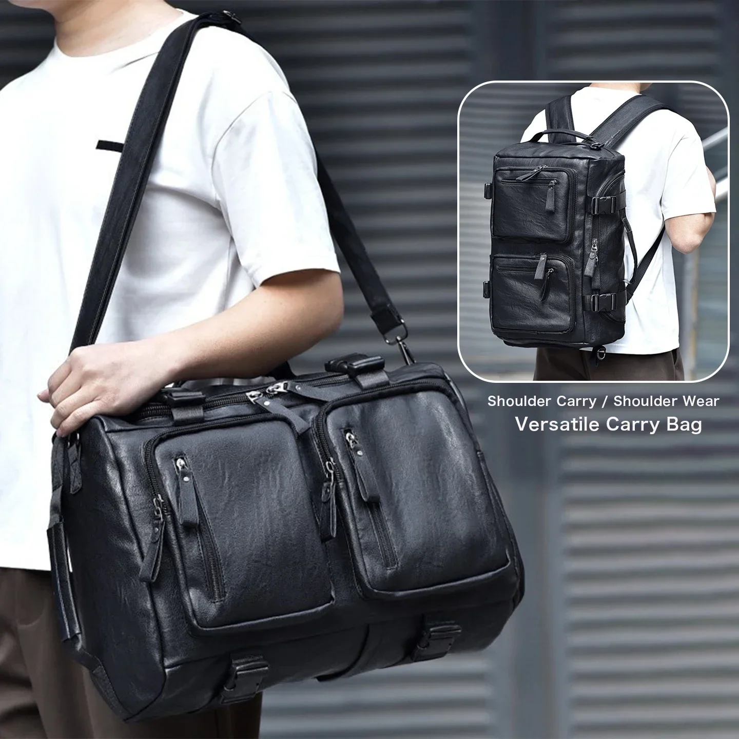 Versatile Shoulder Carry Travel Backpack Large Capacity PU Luggage Bag with Independent Shoe Compartment Carry On Daily Commute
Versatile Shoulder Carry Travel Backpack Large Capacity PU Luggage Bag with Independent Shoe Compartment Carry On Daily Commute