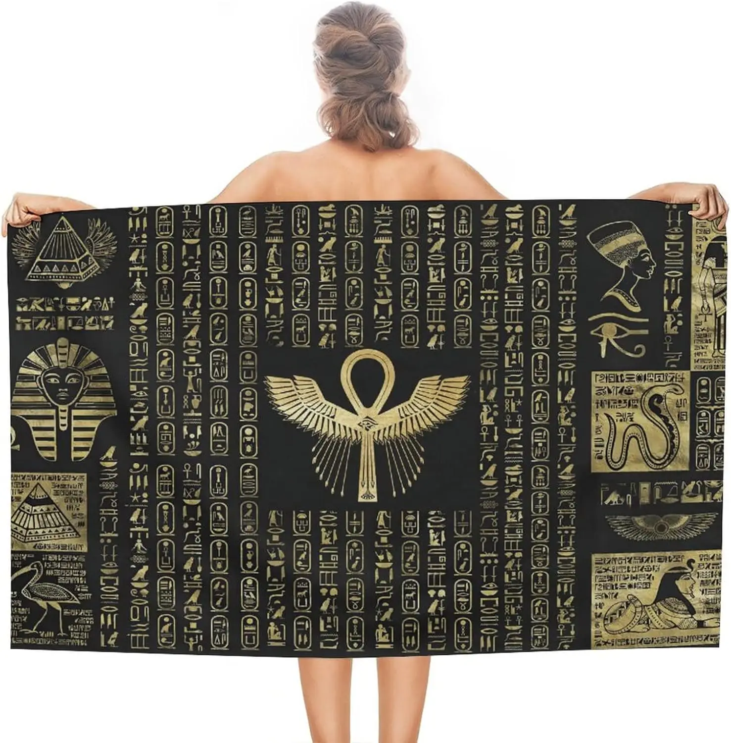 Vintage EgyptBeach Towel,Abstract Egyptian Ancient Culture Black Gold Hieroglyph SymbolSand-Absorbing Microfiber Beach Towel for
Vintage EgyptBeach Towel,Abstract Egyptian Ancient Culture Black Gold Hieroglyph SymbolSand-Absorbing Microfiber Beach Towel for