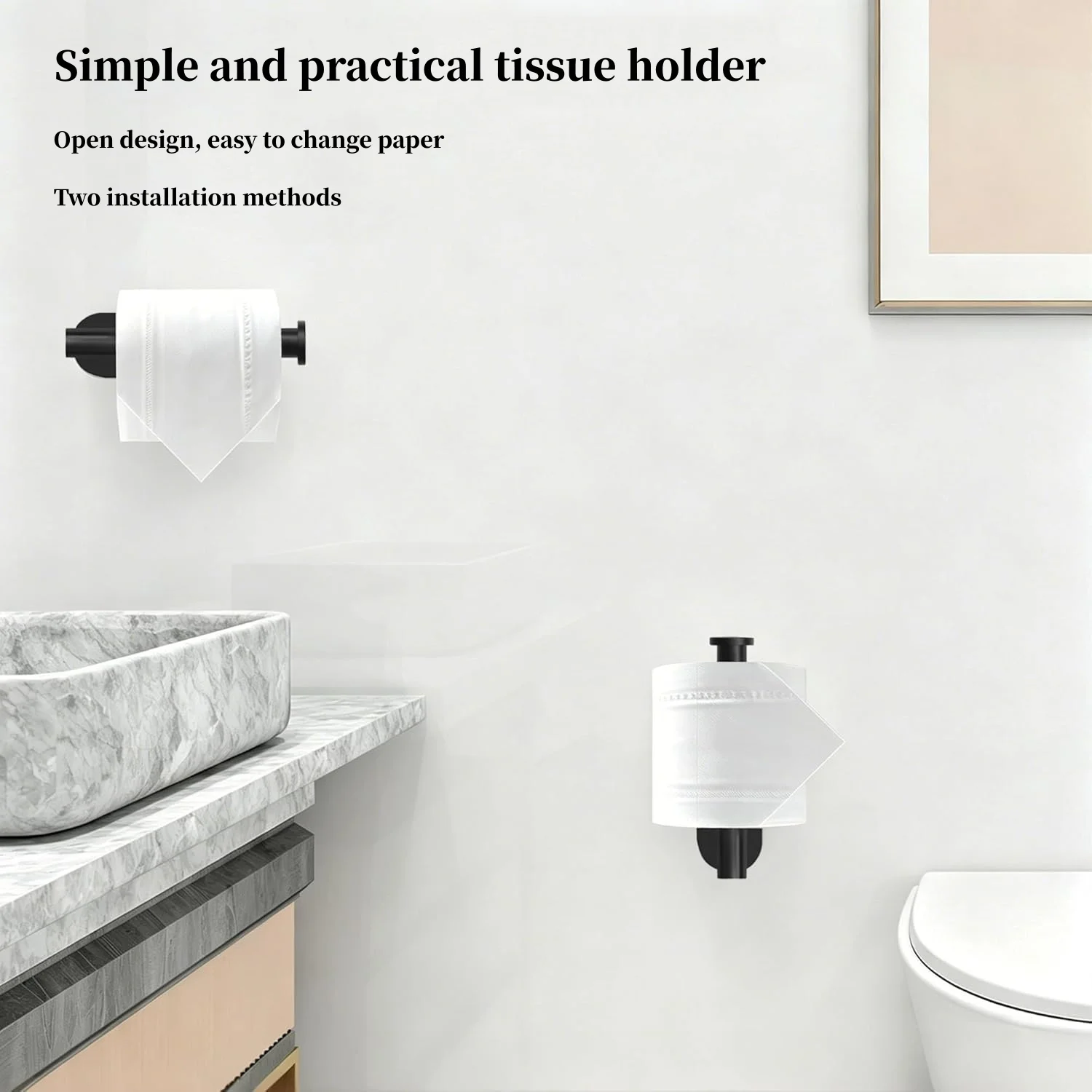 Self adhesive toilet paper holder, non drilled wall mounted, suitable for kitchens, bathrooms, and toilets, matte black
Self adhesive toilet paper holder, non drilled wall mounted, suitable for kitchens, bathrooms, and toilets, matte black