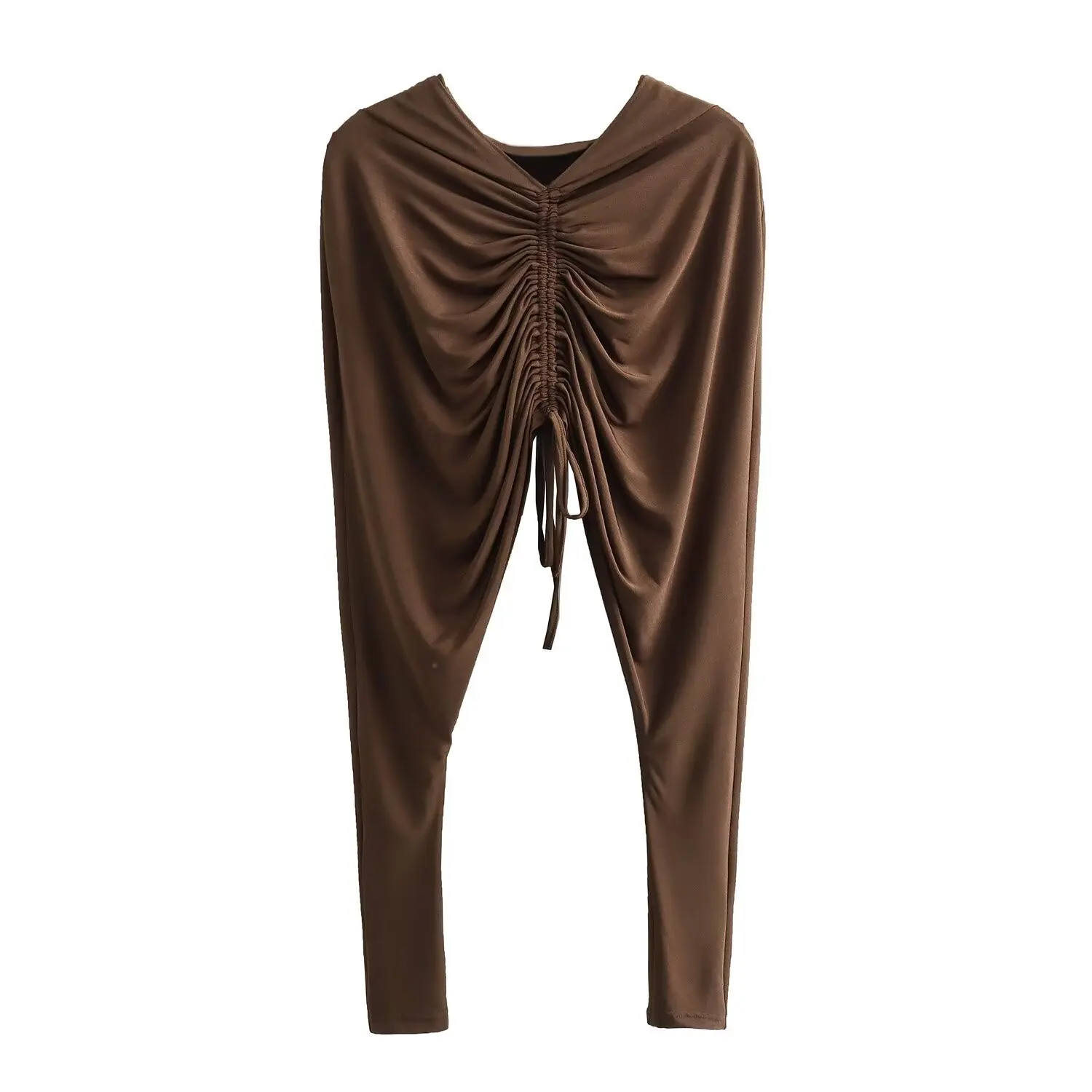 Женская футболка Faionable Street Sle с капюшоном и складками, универсальный дизайн, длинный пуловер из полиэстера Sve V-Ne 
Женская футболка Faionable Street Sle с капюшоном и складками, универсальный дизайн, длинный пуловер из полиэстера Sve V-Ne