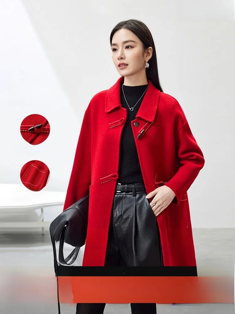 Double-Sided Woolen Coat Women's Mid-Length Svel Winter Faion Korean Sle Button Detail Thiened Long Sve Coat
Double-Sided Woolen Coat Women's Mid-Length Svel Winter Faion Korean Sle Button Detail Thiened Long Sve Coat