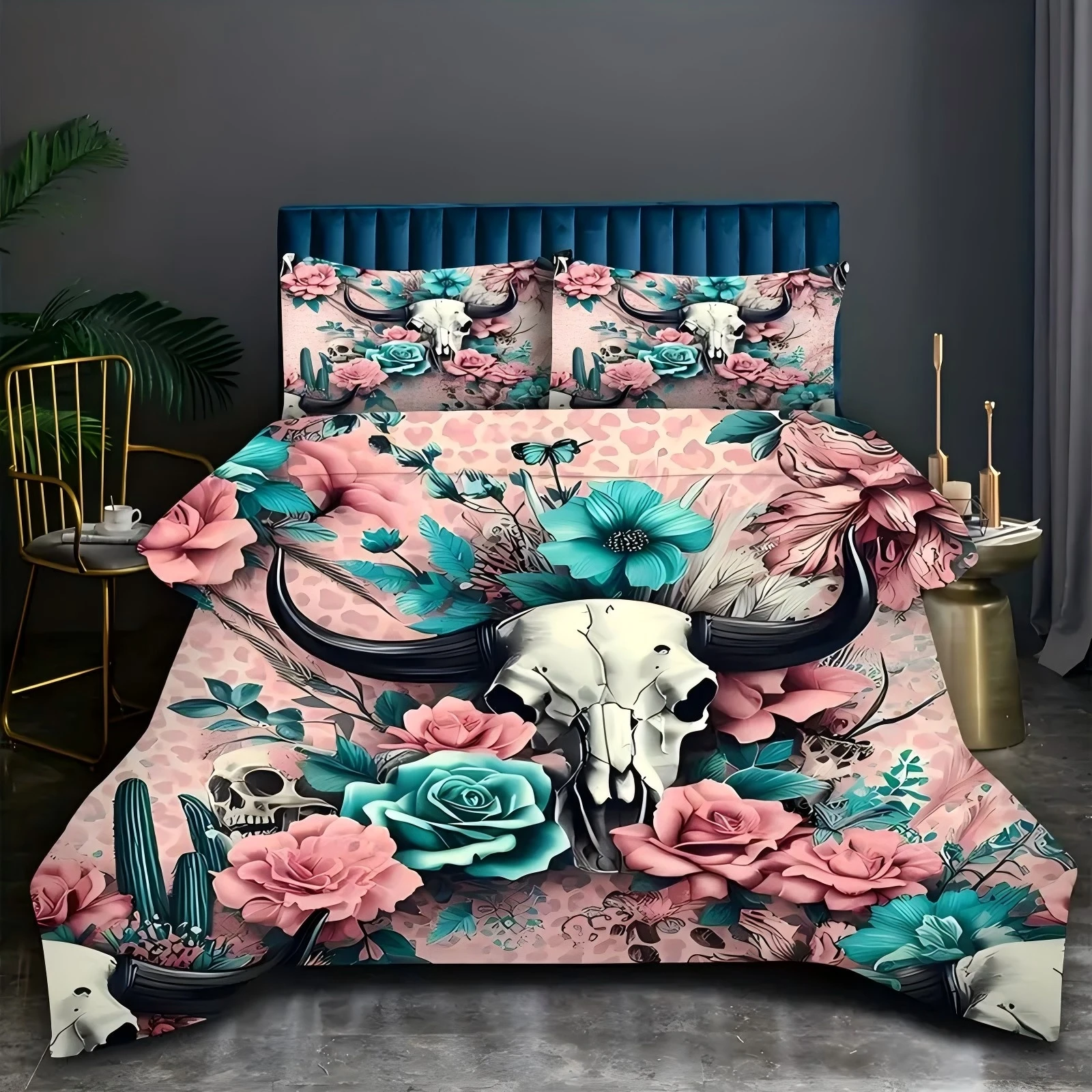 Bull Head Skull Flower 3D Printed Quilt cover set Vintage style soft Bedding Cover Home Polyester Textile Duvet Cover Pillowcase
Bull Head Skull Flower 3D Printed Quilt cover set Vintage style soft Bedding Cover Home Polyester Textile Duvet Cover Pillowcase