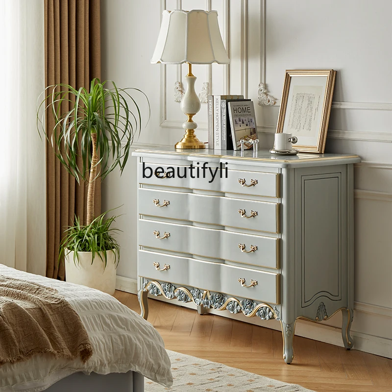 French carved chest cabinet simple living room solid wood storage French carved storage cabinet
French carved chest cabinet simple living room solid wood storage French carved storage cabinet