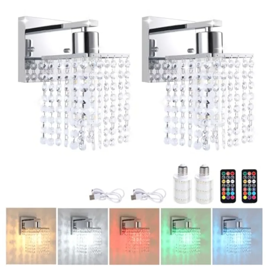 Set of 2 Crystal Battery Operated Wall Sconce, Rechargeable Wall Lamp with 5200mAh Battery and Remote Control, Modern Dimmable
Set of 2 Crystal Battery Operated Wall Sconce, Rechargeable Wall Lamp with 5200mAh Battery and Remote Control, Modern Dimmable