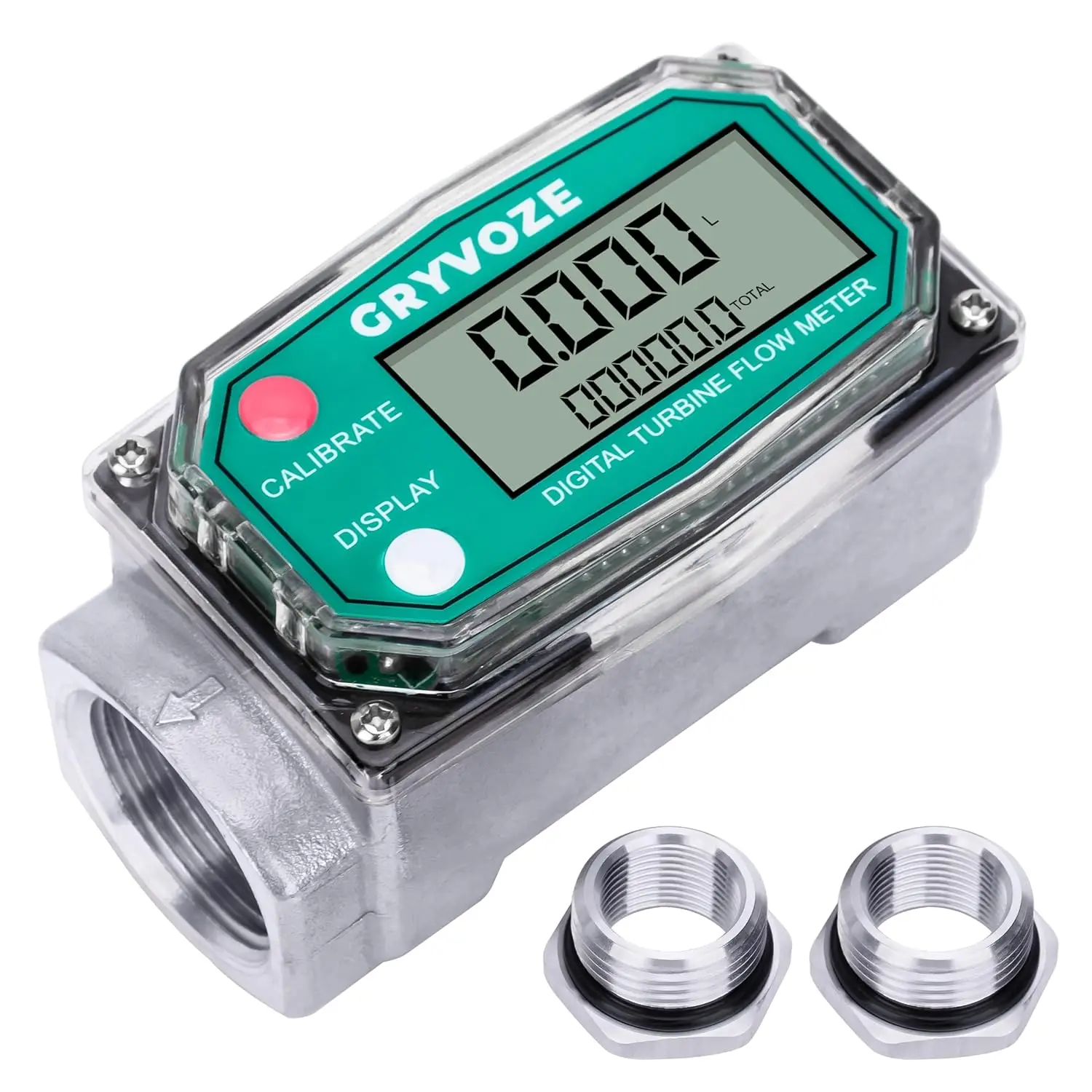 1 Inch Digital Turbine Fuel Flow Meter, 2.6-26 GPM Inline NPT Thread Flowmeter with 3/4 in Adapters for Water, Diesel, Gas
1 Inch Digital Turbine Fuel Flow Meter, 2.6-26 GPM Inline NPT Thread Flowmeter with 3/4 in Adapters for Water, Diesel, Gas