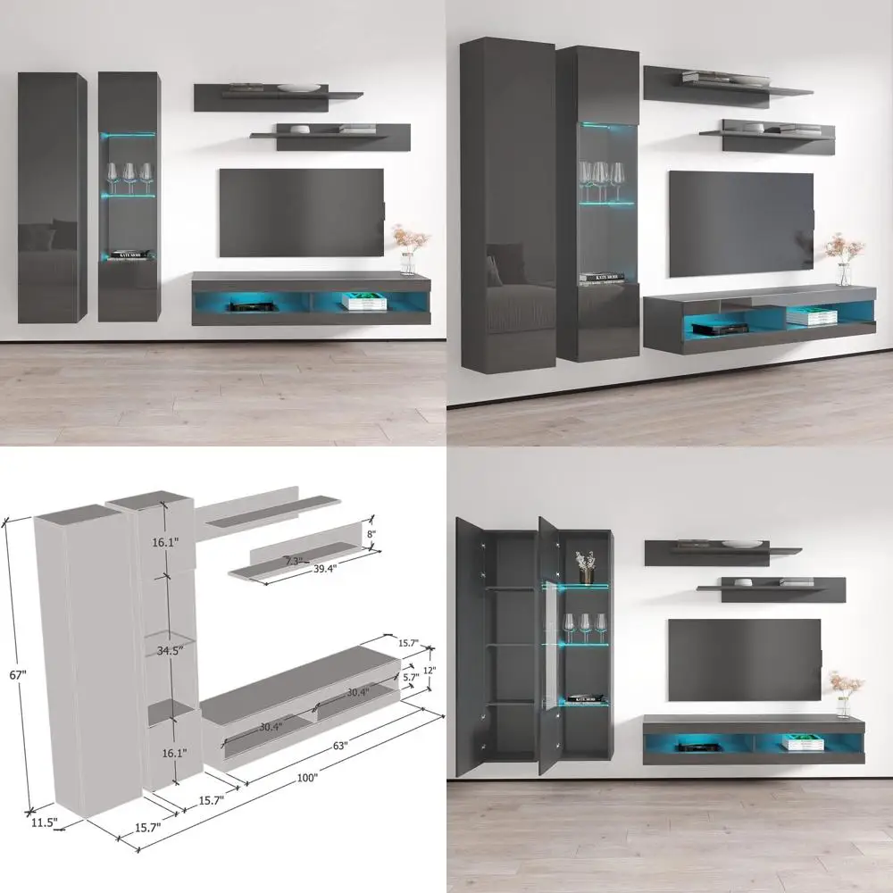Meble urniture ly A4 34TV Stand Wall-Mounted Entertainment Center ole — loating Design with Storage Shelves and LED Lights, 67.5
Meble urniture ly A4 34TV Stand Wall-Mounted Entertainment Center ole — loating Design with Storage Shelves and LED Lights, 67.5