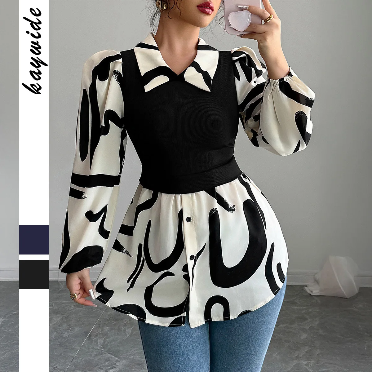 Elegant Style Printed Long-sleeve Vest Blouse For Women, 2026 Spring-summer Color-blocking Design Dress Elegant Midi Prom Beach
Elegant Style Printed Long-sleeve Vest Blouse For Women, 2026 Spring-summer Color-blocking Design Dress Elegant Midi Prom Beach