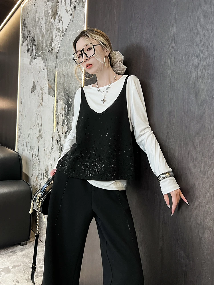Women's round Ne Long Sve T-irt Heavy Embelliment Strap Base irt Two-Piece Casual Loose Fit Spring 2026
Women's round Ne Long Sve T-irt Heavy Embelliment Strap Base irt Two-Piece Casual Loose Fit Spring 2026