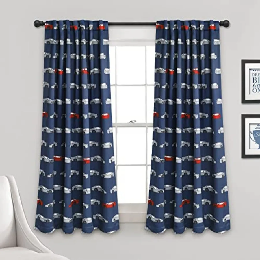 Race Cars Light Filtering Window Curtain Panel Set,,Navy and Red
Race Cars Light Filtering Window Curtain Panel Set,,Navy and Red