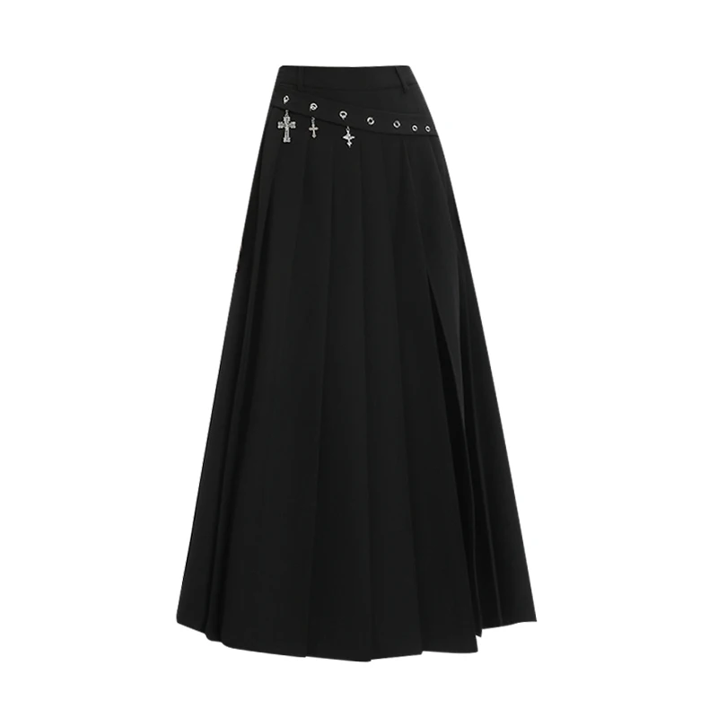 Women's Black Gothic A-line Skirt with Slit Vintage Aesthetic Y2k Long Skirt Harajuku Streetwear Emo Skirt 2000s Clothes Summer
Women's Black Gothic A-line Skirt with Slit Vintage Aesthetic Y2k Long Skirt Harajuku Streetwear Emo Skirt 2000s Clothes Summer