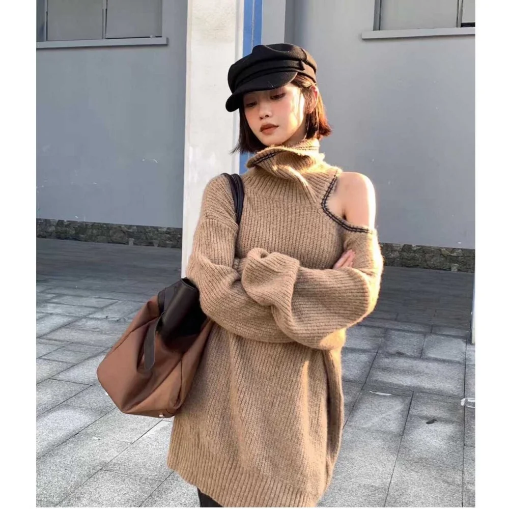Loose High Ne Sweater Women's Overhead oulder Knitted Long Sve Mid-Length Straight Cut Autumn Winter Faion
Loose High Ne Sweater Women's Overhead oulder Knitted Long Sve Mid-Length Straight Cut Autumn Winter Faion