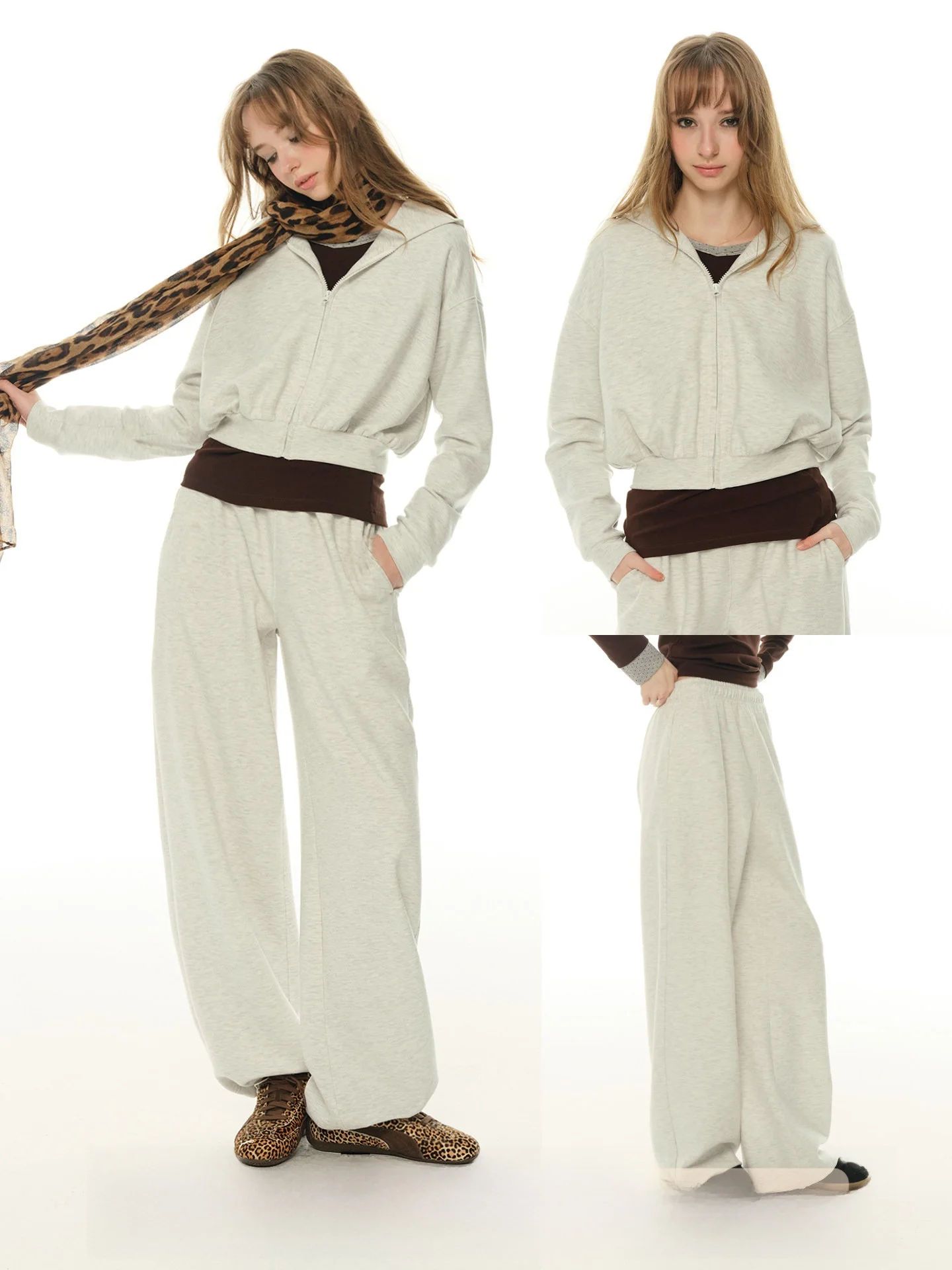 Grey Casual Hoodie Set Women's Open Cardigan Sweatpants Two-Piece Set UNRETRO Fashionable Spring Autumn Commute Style
Grey Casual Hoodie Set Women's Open Cardigan Sweatpants Two-Piece Set UNRETRO Fashionable Spring Autumn Commute Style