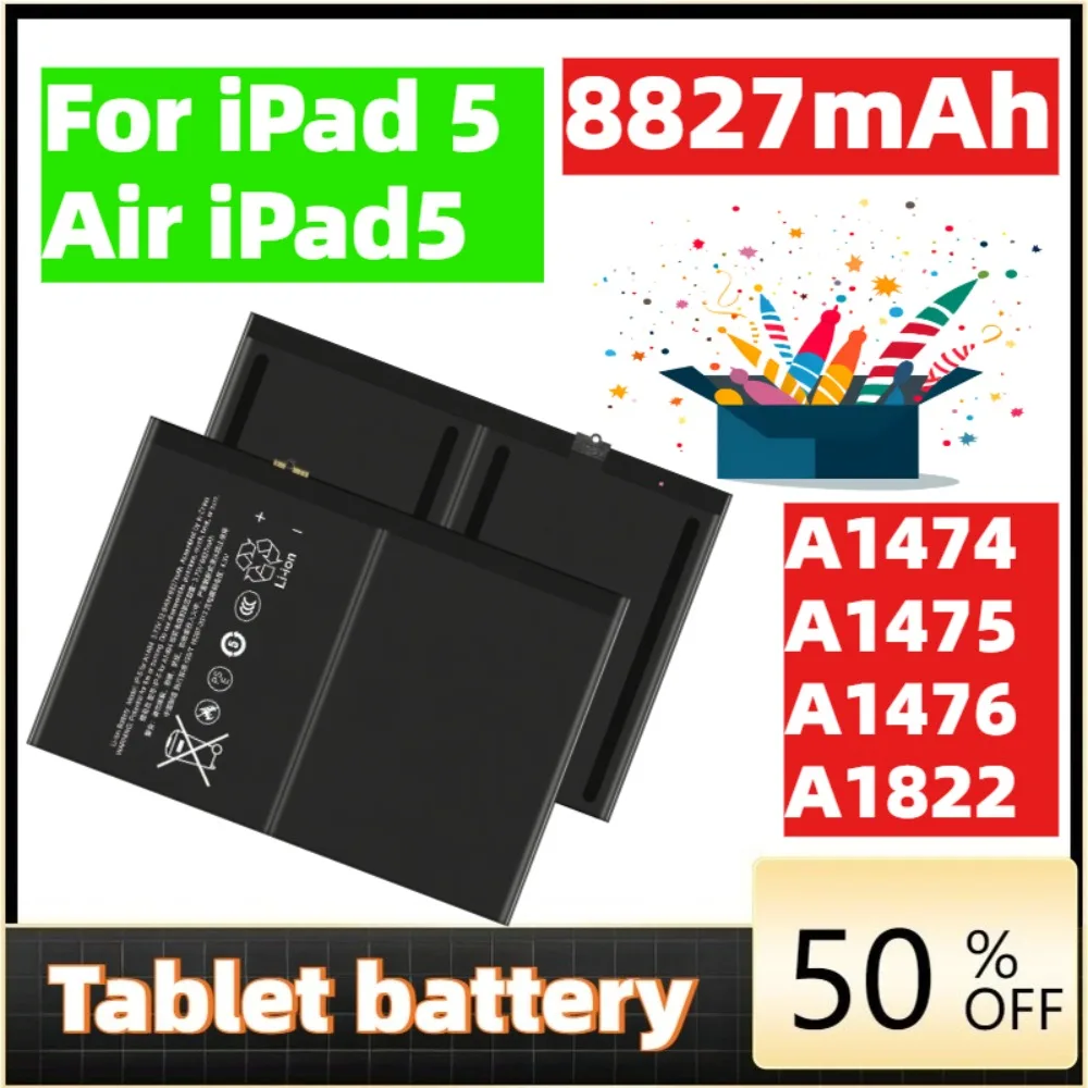 For iPad 5 Air for iPad5 A1474 A1475 A1484 A1476 A1822 A1823 A1893 A1954 8827mAh Bateria
For iPad 5 Air for iPad5 A1474 A1475 A1484 A1476 A1822 A1823 A1893 A1954 8827mAh Bateria