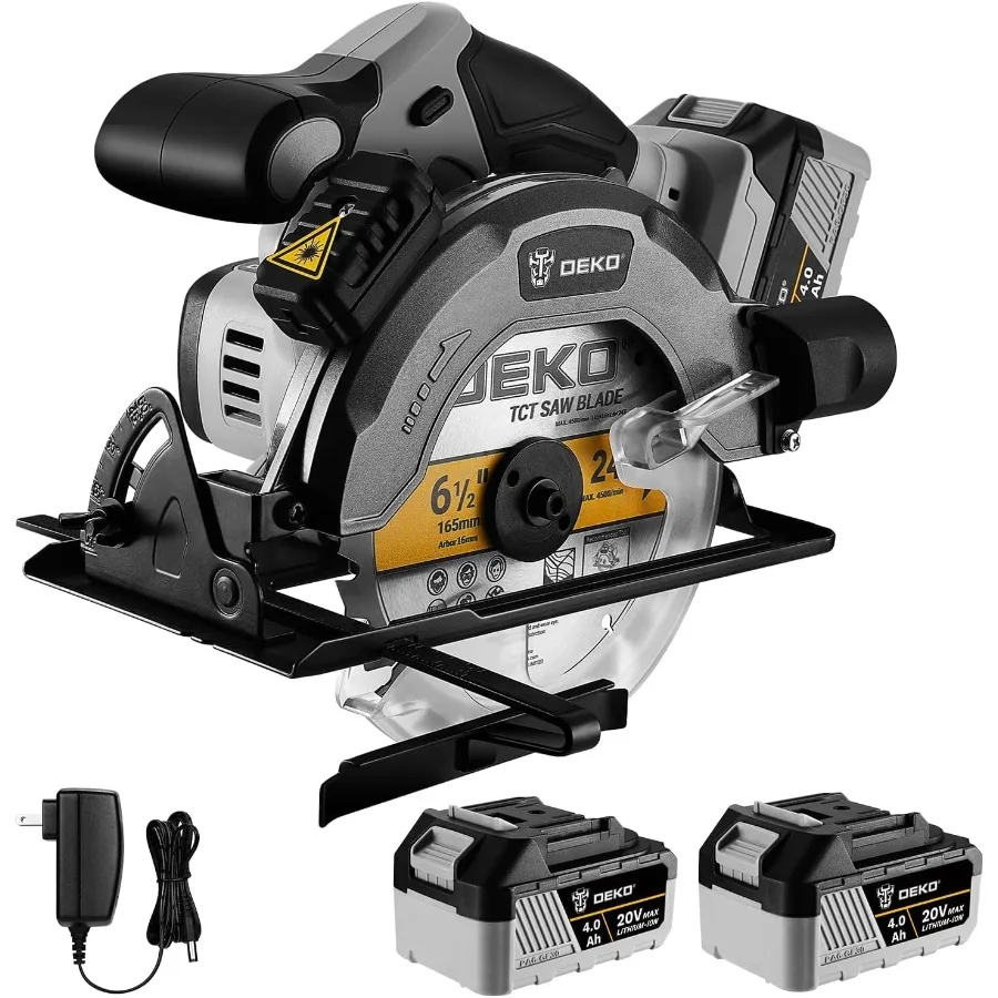 20V Cordless Circular Saw with 6-1/2-Inch Blade and 4500 RPM Motor Includes 2 x 4.0Ah Batteries and Charger Ideal for O
20V Cordless Circular Saw with 6-1/2-Inch Blade and 4500 RPM Motor Includes 2 x 4.0Ah Batteries and Charger Ideal for O