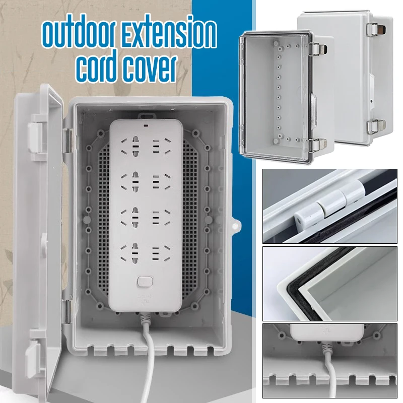 Outdoor Extension Cord Cover Rainproof and Waterproof Electric Box Enclosure Cable Outlet Plug Cover with Lock Strip
Outdoor Extension Cord Cover Rainproof and Waterproof Electric Box Enclosure Cable Outlet Plug Cover with Lock Strip