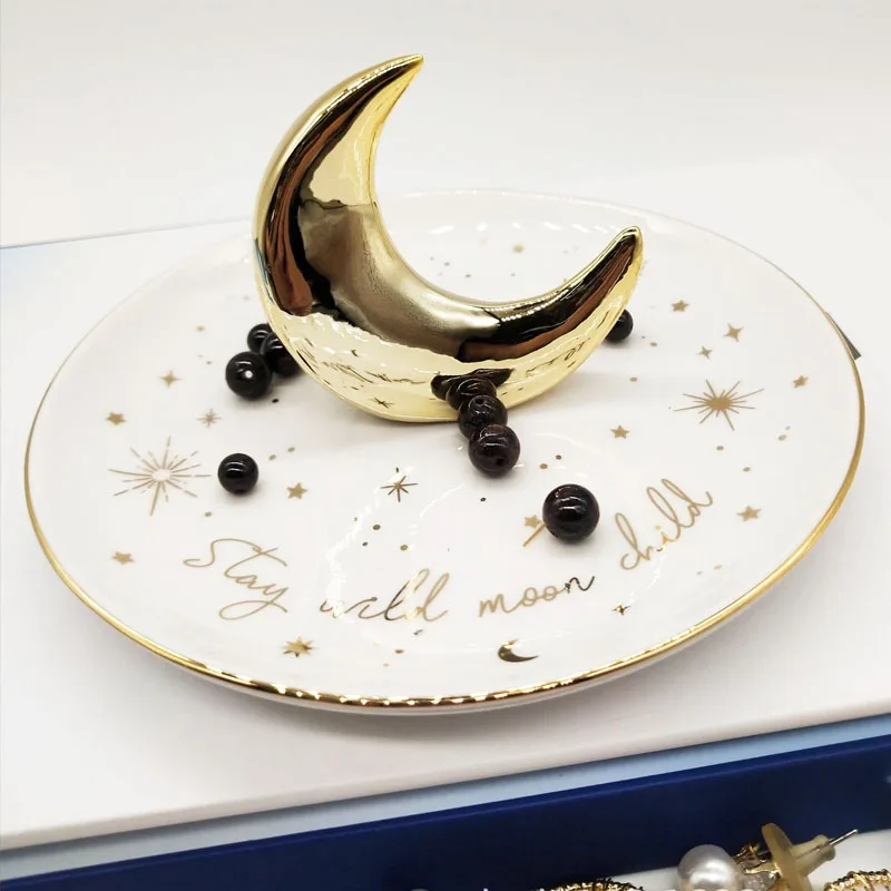 1Pc Moon Shape Ceramic Jewelry Tray Ring Dish Jewelry Plate Photo Prop Display Stand Bracelet Earrings Necklace Tray, Home Decor
1Pc Moon Shape Ceramic Jewelry Tray Ring Dish Jewelry Plate Photo Prop Display Stand Bracelet Earrings Necklace Tray, Home Decor