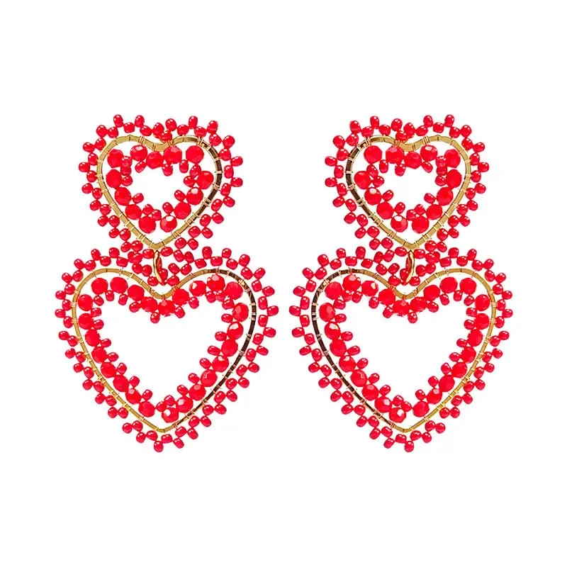 Beaded earrings Crystal Heart Double-deck Trend Graph Originality Bohemia Hand knitting Alloy Female Simple Rice bead earrings 
Beaded earrings Crystal Heart Double-deck Trend Graph Originality Bohemia Hand knitting Alloy Female Simple Rice bead earrings