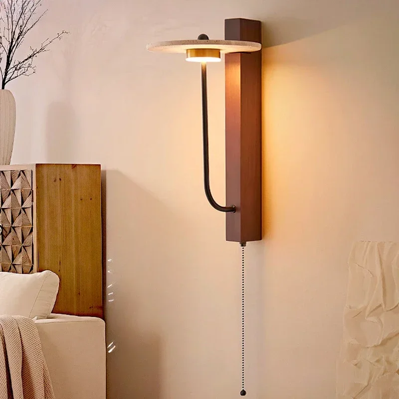 Wabi-Sabi Retro Bedside Wall Lamp French Yellow Travertine Switching Wooden Stone Lamp Bedroom Hotel Corridor Wall Light
Wabi-Sabi Retro Bedside Wall Lamp French Yellow Travertine Switching Wooden Stone Lamp Bedroom Hotel Corridor Wall Light