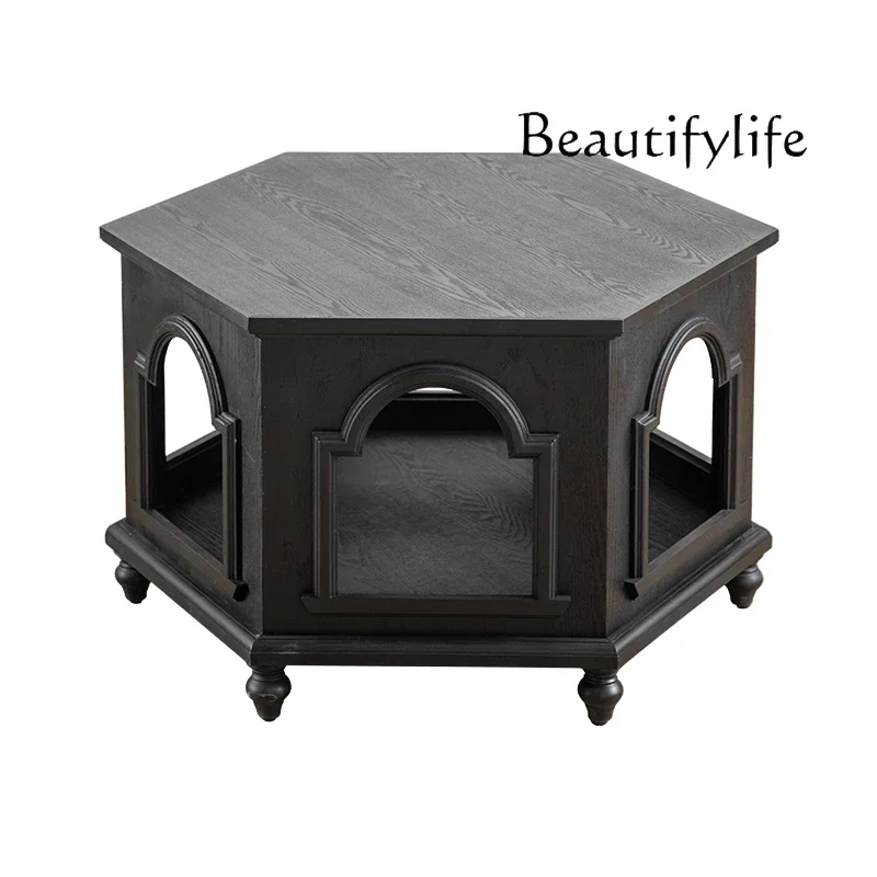 French antique style living room coffee table solid wood homestay clothing store coffee table American black high-end sense
French antique style living room coffee table solid wood homestay clothing store coffee table American black high-end sense