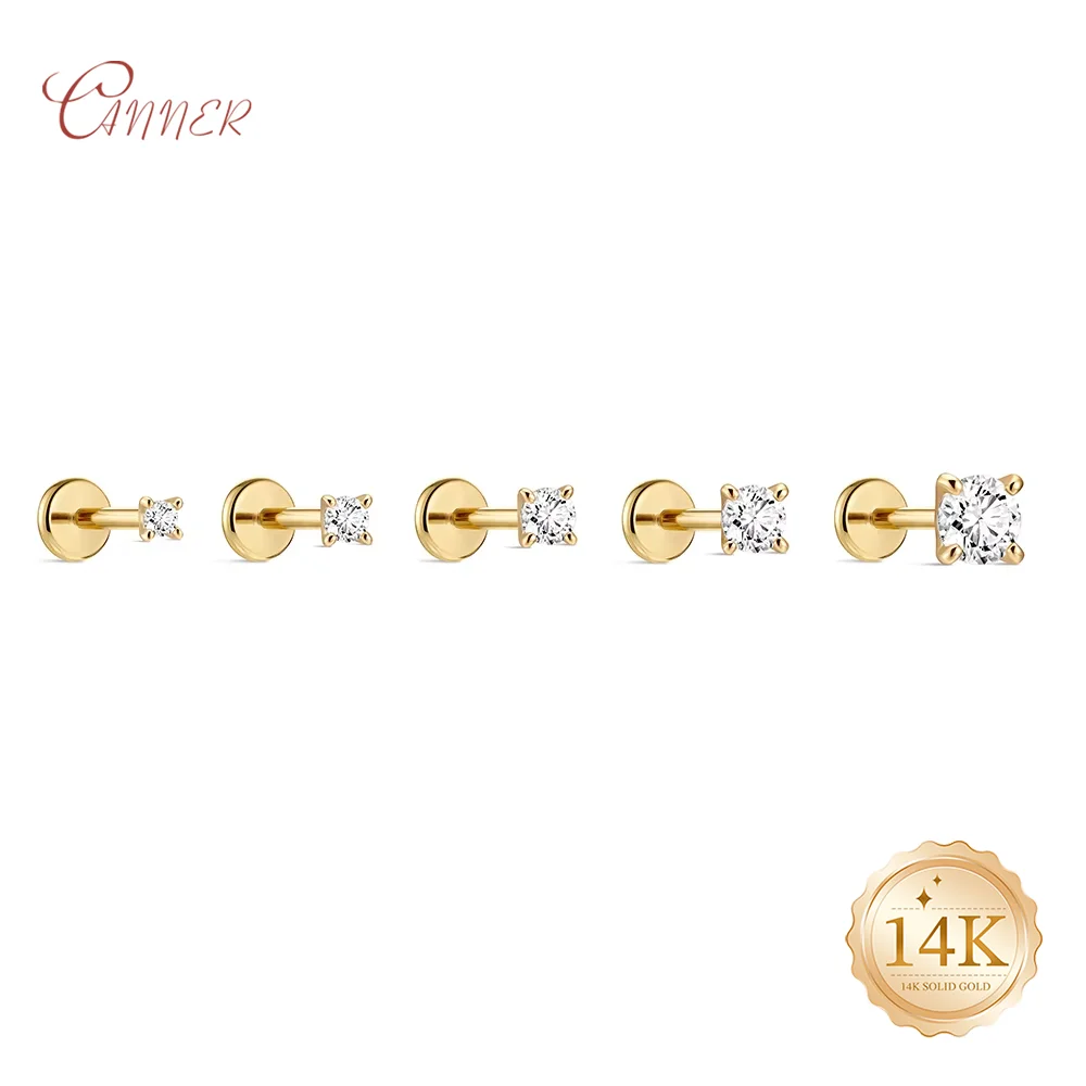 CANNER 14K Solid Gold Multi-size Mini Four Claws Piercing Earrings For Women Classic Geometric Flat Back Exquisite Accessories
CANNER 14K Solid Gold Multi-size Mini Four Claws Piercing Earrings For Women Classic Geometric Flat Back Exquisite Accessories