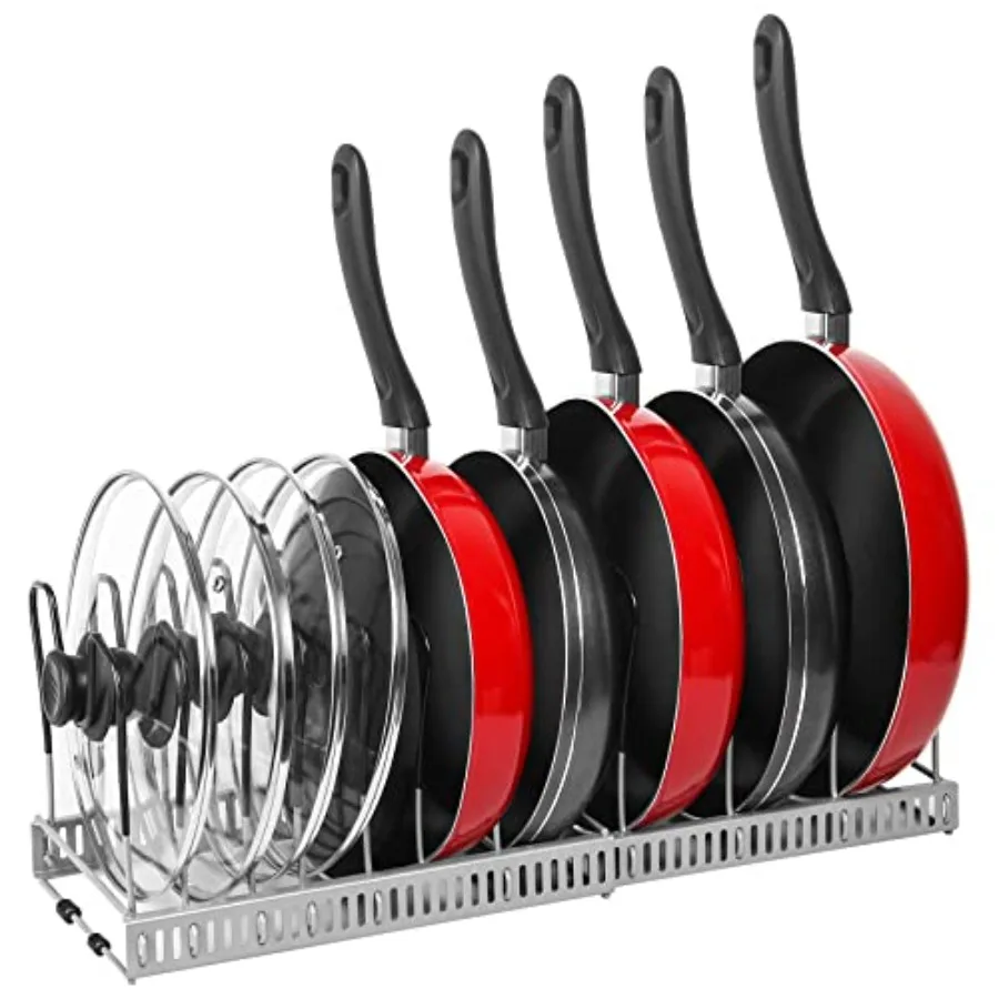 Pot Rack Organizer -Expandable Pot and Pan Organizer for Cabinet, Pot Lid Organizer Holder with 10 Adjustable Compartment for K
Pot Rack Organizer -Expandable Pot and Pan Organizer for Cabinet, Pot Lid Organizer Holder with 10 Adjustable Compartment for K