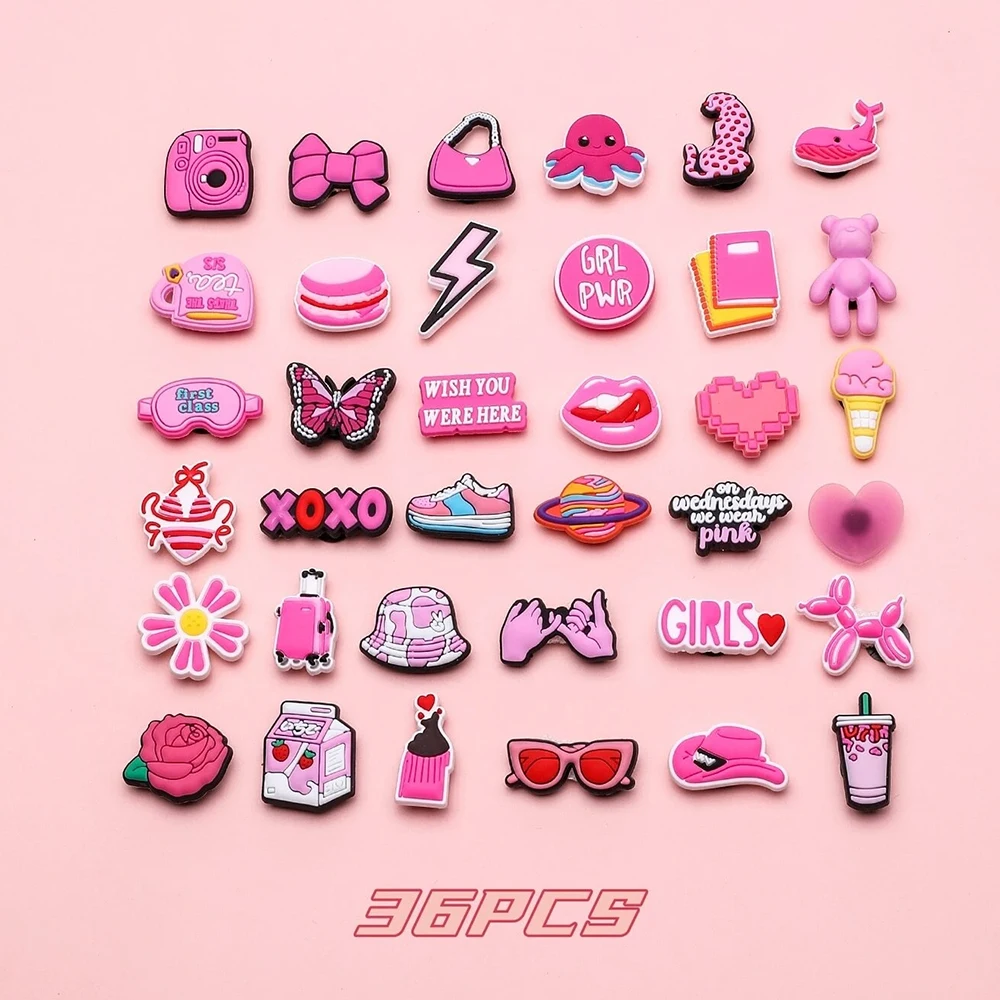 36pcs Pink Heart Valentine Shoe Charms PVC Shoe Decorations For Clogs Bubble Slides Sandals Accessories Festival Gift
36pcs Pink Heart Valentine Shoe Charms PVC Shoe Decorations For Clogs Bubble Slides Sandals Accessories Festival Gift