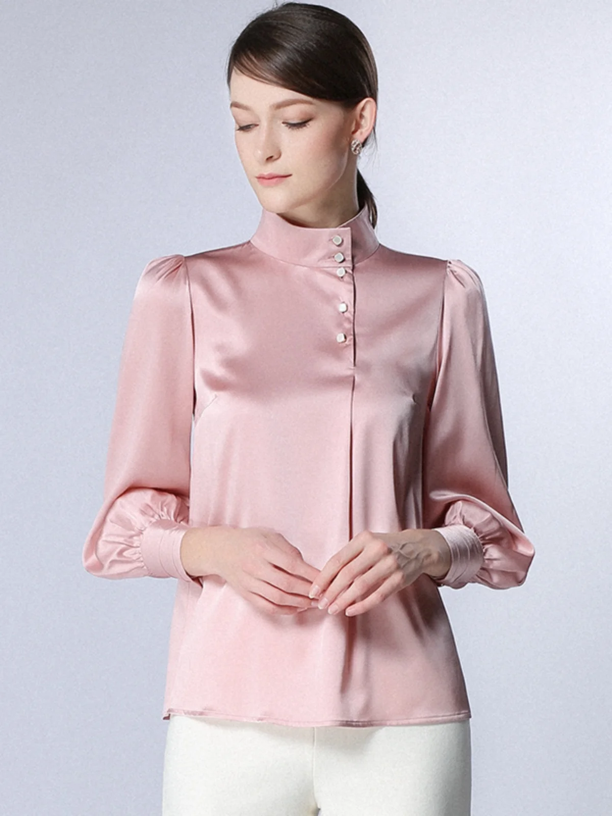 ei Spring 2026 Silk irt Women's Ele Lantern Sve Stand Collar Button up Commute Sle Pure Color Straight Cut Long...
ei Spring 2026 Silk irt Women's Ele Lantern Sve Stand Collar Button up Commute Sle Pure Color Straight Cut Long...