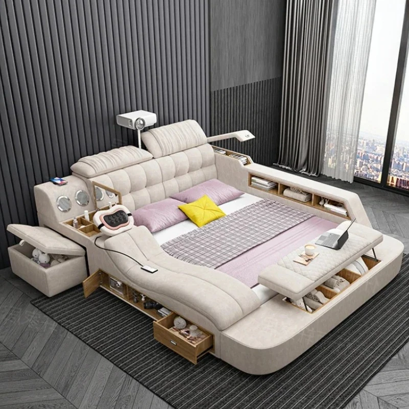 Nordic Smart Aesthetic Double Bed Master Storage Luxury White Double Bed Multifunctional Leather Camas Matrimonial Furniture
Nordic Smart Aesthetic Double Bed Master Storage Luxury White Double Bed Multifunctional Leather Camas Matrimonial Furniture