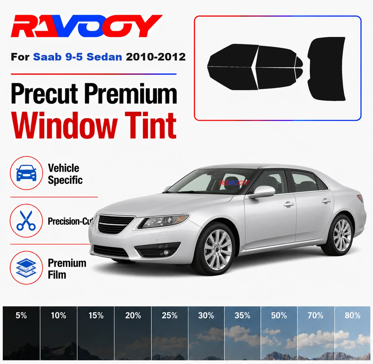 Premium Precut Window Tint Kit Front Rear Windows Rear Windshield For Saab 9-5 Sedan 2010-2012 Complete Set Nano Ceramic Film
Premium Precut Window Tint Kit Front Rear Windows Rear Windshield For Saab 9-5 Sedan 2010-2012 Complete Set Nano Ceramic Film