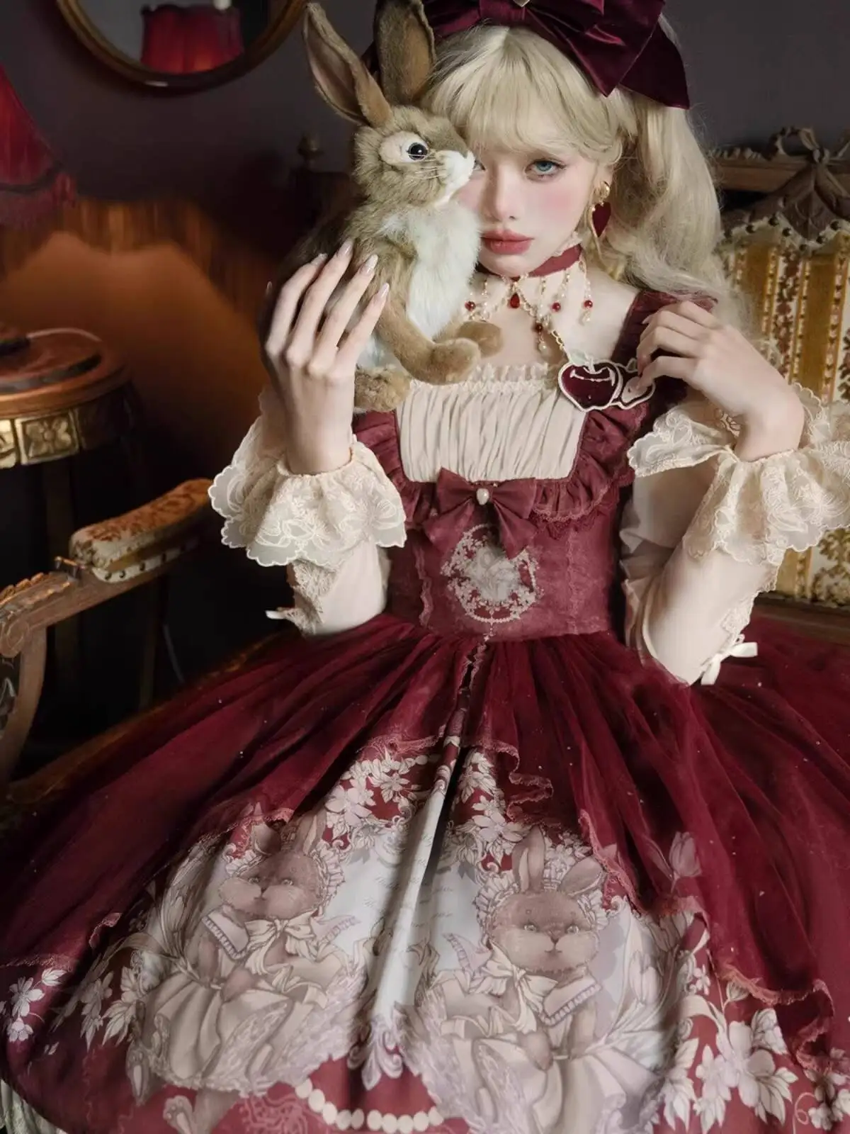 Mystery Paradise Lolita Cute Gorgeous Princess Dress Bow Lace Splicing Print JSK Beaded For Women
Mystery Paradise Lolita Cute Gorgeous Princess Dress Bow Lace Splicing Print JSK Beaded For Women