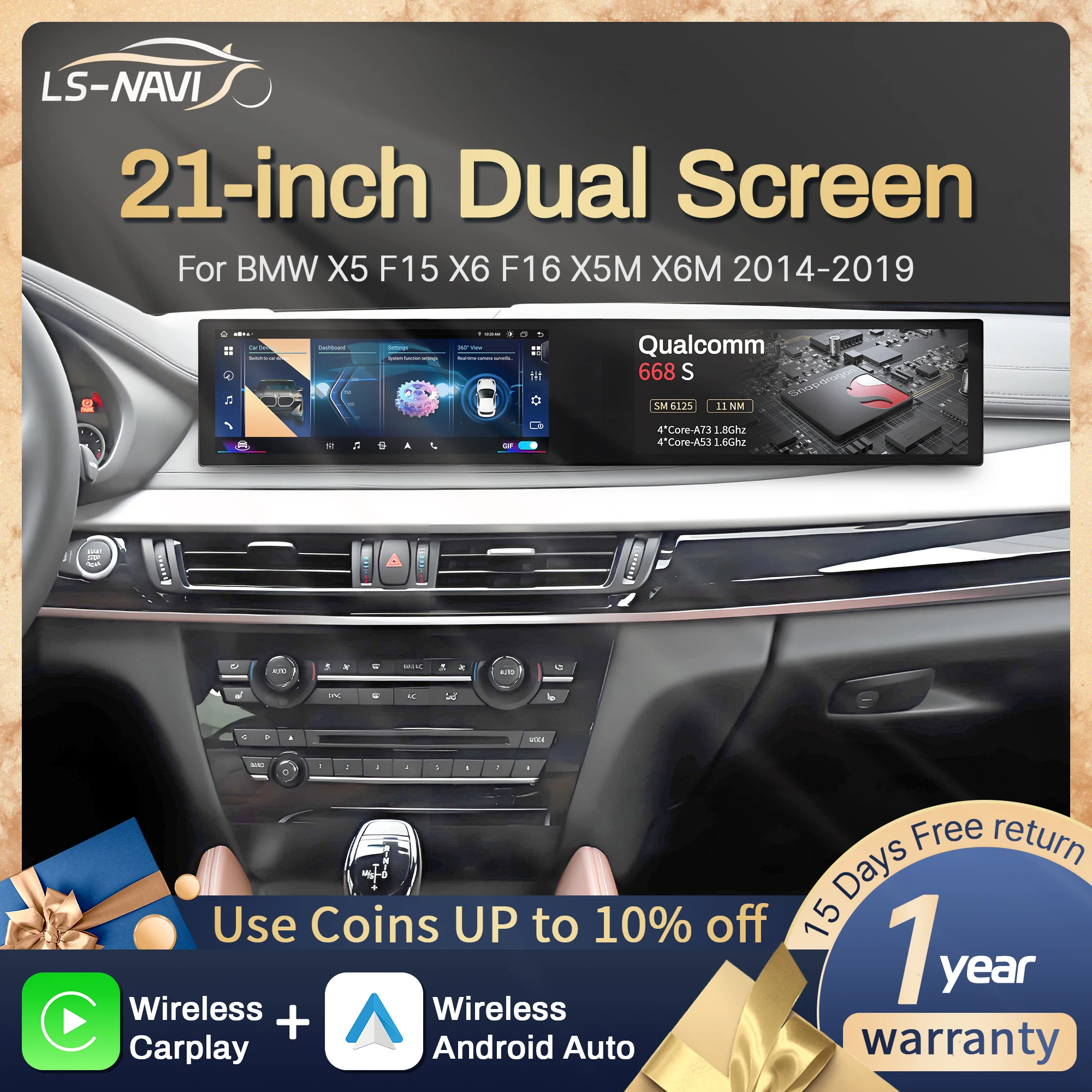 21 inch For BMW X5 F15 X6 F16 X5M X6M 2014-2019 Android Radio Wireless Apple Bluetooth Carplay Multimedia Touch Screen Stereo 
21 inch For BMW X5 F15 X6 F16 X5M X6M 2014-2019 Android Radio Wireless Apple Bluetooth Carplay Multimedia Touch Screen Stereo