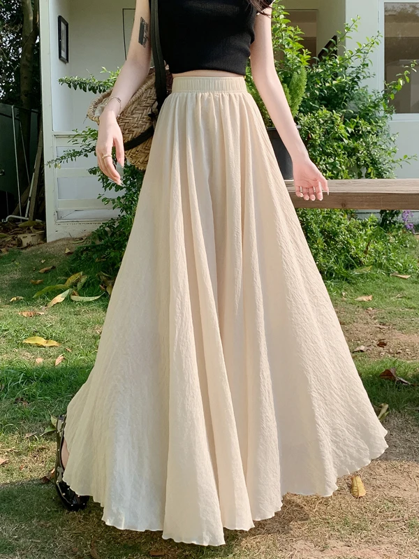 High Waist A-Line Midi Skirt Women's Summer 2026 New Cotton Linen Elastic Waist Skirt Korean Style Casual Polyester Fiber
High Waist A-Line Midi Skirt Women's Summer 2026 New Cotton Linen Elastic Waist Skirt Korean Style Casual Polyester Fiber