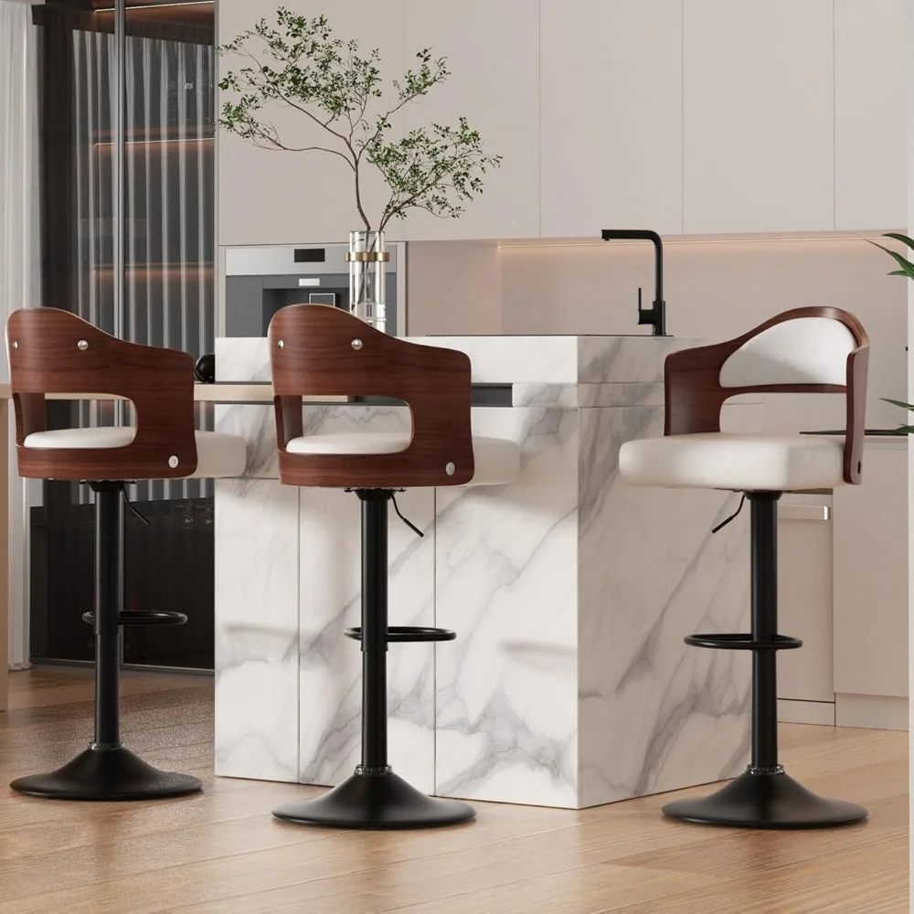 Swivel Bar Stools Set of 3 Seat Adjustable Height 24.5-33.5IN, Wooden Barstools PU Leather Upholstered Bar Chairs with Back
Swivel Bar Stools Set of 3 Seat Adjustable Height 24.5-33.5IN, Wooden Barstools PU Leather Upholstered Bar Chairs with Back