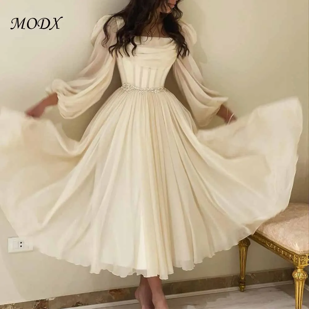 MODX Luxury Cream Chiffon Dress Long Sleeve Custom Pleated Gown Vintage Princess Style Elegant Prom Evening Dubai Fashion
MODX Luxury Cream Chiffon Dress Long Sleeve Custom Pleated Gown Vintage Princess Style Elegant Prom Evening Dubai Fashion