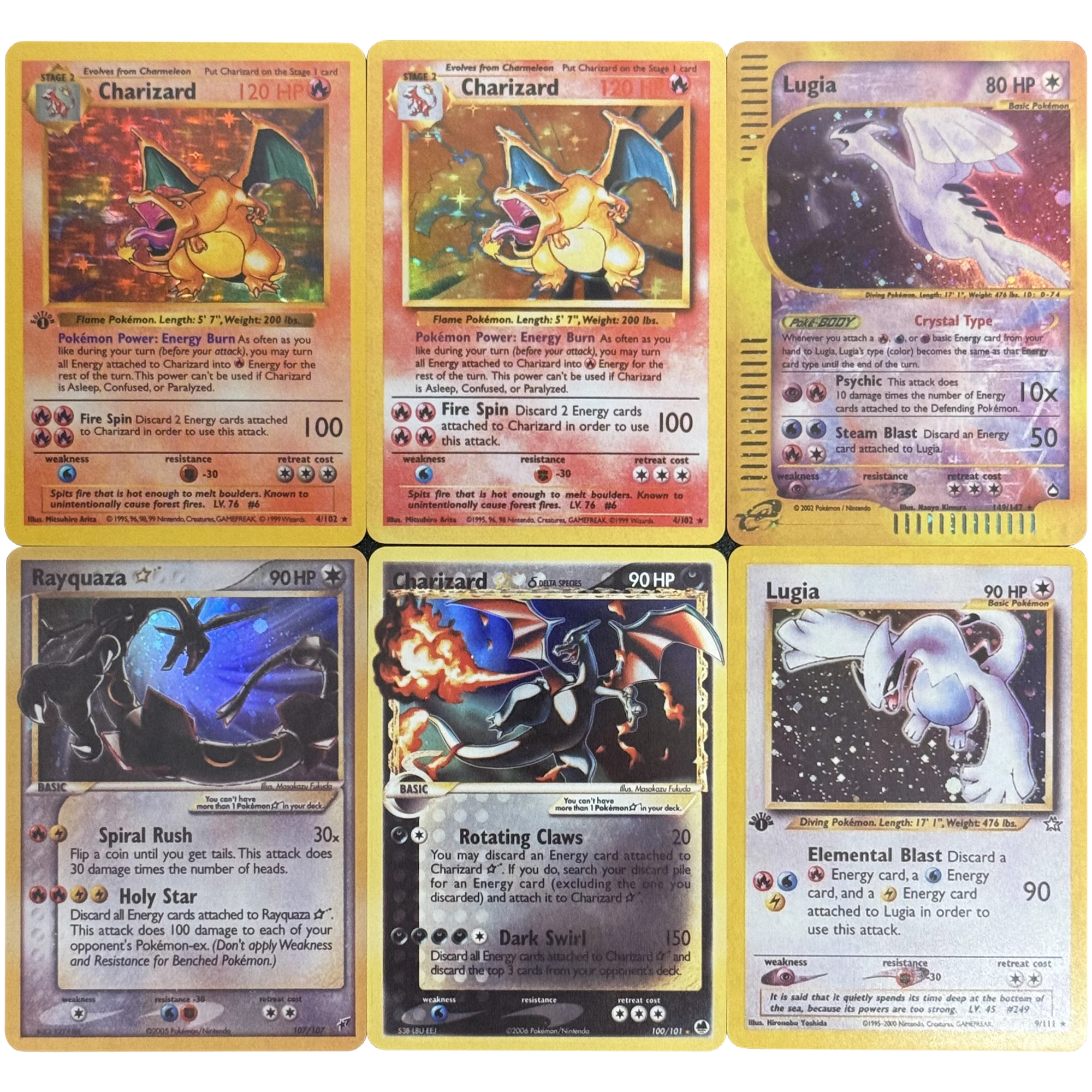 6Pcs/set Diy Self Made Ptcg Charizard Lugia Rayquaza English Version Flash Card Classic Game Anime Collection Cards Gift Toys
6Pcs/set Diy Self Made Ptcg Charizard Lugia Rayquaza English Version Flash Card Classic Game Anime Collection Cards Gift Toys