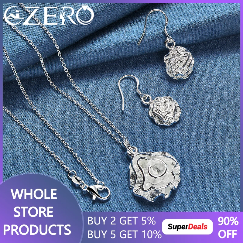 925 Sterling Silver Rose Pendant Necklace Earrings For Women Fashion Jewelry Set Charm Wedding Party Sweet Elegant Accessories
925 Sterling Silver Rose Pendant Necklace Earrings For Women Fashion Jewelry Set Charm Wedding Party Sweet Elegant Accessories