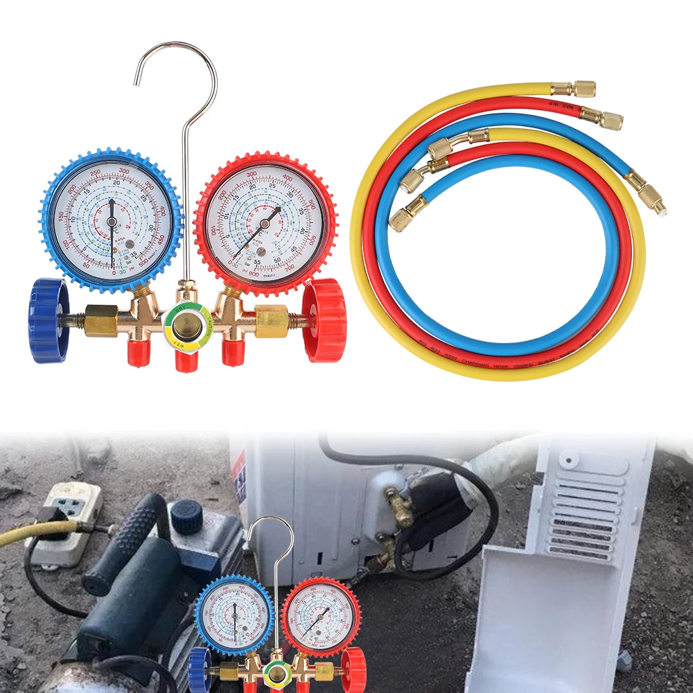 Car Air Conditioner Tools Measuring Gauge Freon R314A R22 Air Conditioning Recharge Hose Refrigerant Dual Gauge Valve Tool Set
Car Air Conditioner Tools Measuring Gauge Freon R314A R22 Air Conditioning Recharge Hose Refrigerant Dual Gauge Valve Tool Set