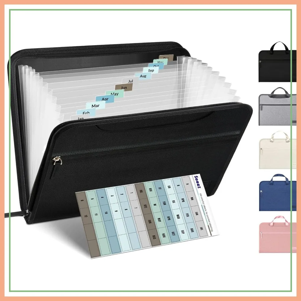 Heavy Duty Accordion File Organizer with Hidden Handle, 12 Pocket Expanding File Folders for Letter/A4, Office Supplies
Heavy Duty Accordion File Organizer with Hidden Handle, 12 Pocket Expanding File Folders for Letter/A4, Office Supplies