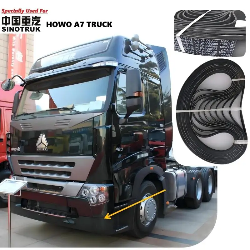 Original Quality HOWO D12 Engine Belt VG1246060088 Specially Used For HOWO A7 Truck For CNHTC Truck HOWO Parts
Original Quality HOWO D12 Engine Belt VG1246060088 Specially Used For HOWO A7 Truck For CNHTC Truck HOWO Parts