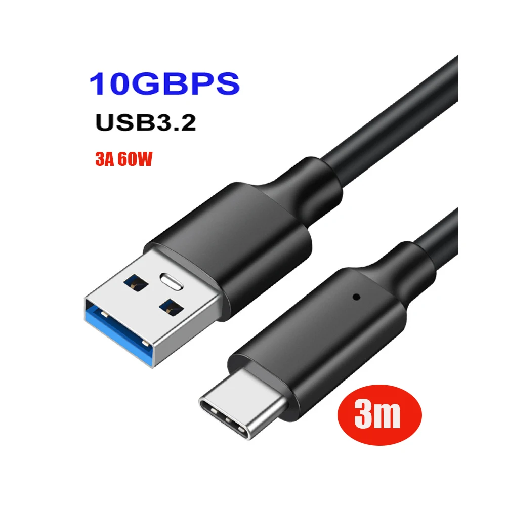 10PCS 3M 3A 60W Type-C data cable USB3.2 to Type C transmission cord 10Gbps hard disk line on-board PD fast charging
10PCS 3M 3A 60W Type-C data cable USB3.2 to Type C transmission cord 10Gbps hard disk line on-board PD fast charging