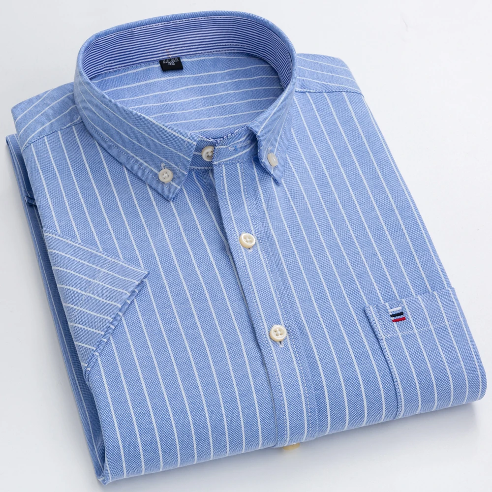 Men's Gingham Striped Short Sleeve Button Down Casual Shirt Business Lightweight Oxford Collar Formal Shirt with Pocket for Men
Men's Gingham Striped Short Sleeve Button Down Casual Shirt Business Lightweight Oxford Collar Formal Shirt with Pocket for Men