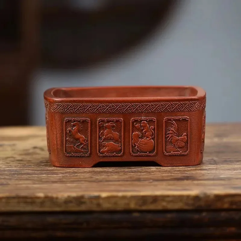 Ceramic Rectangle Bonsai Pot, Animal Pattern,The 12 Chinese Zodiacs,Purple Sand Flower Pot,Garden Decoration
Ceramic Rectangle Bonsai Pot, Animal Pattern,The 12 Chinese Zodiacs,Purple Sand Flower Pot,Garden Decoration