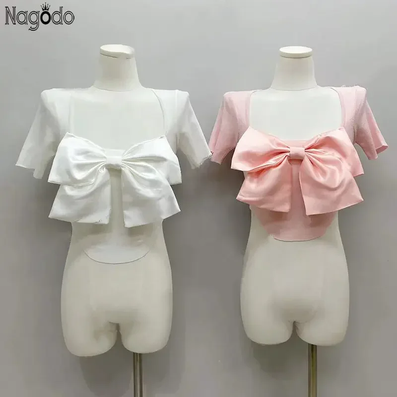 2025 Summer Korean Chic Women Big Bow Y2k Crop Top Casual Slim Cute T Shirt Lace-Up Blouse Kawaii knit Short Sleeve Tee Tops
2025 Summer Korean Chic Women Big Bow Y2k Crop Top Casual Slim Cute T Shirt Lace-Up Blouse Kawaii knit Short Sleeve Tee Tops