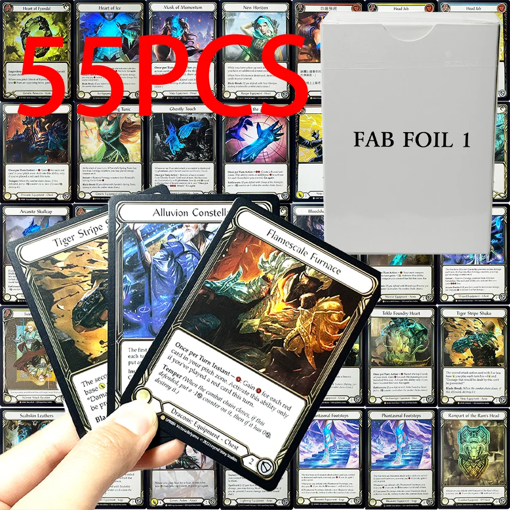 FAB Foil 1 55PCS/Set Proxy Game Rare Card TCG Arcanite Skullcap Eye of Ophidia Ghostly Touch New Horizon TwinningBlade Gift Toy
FAB Foil 1 55PCS/Set Proxy Game Rare Card TCG Arcanite Skullcap Eye of Ophidia Ghostly Touch New Horizon TwinningBlade Gift Toy