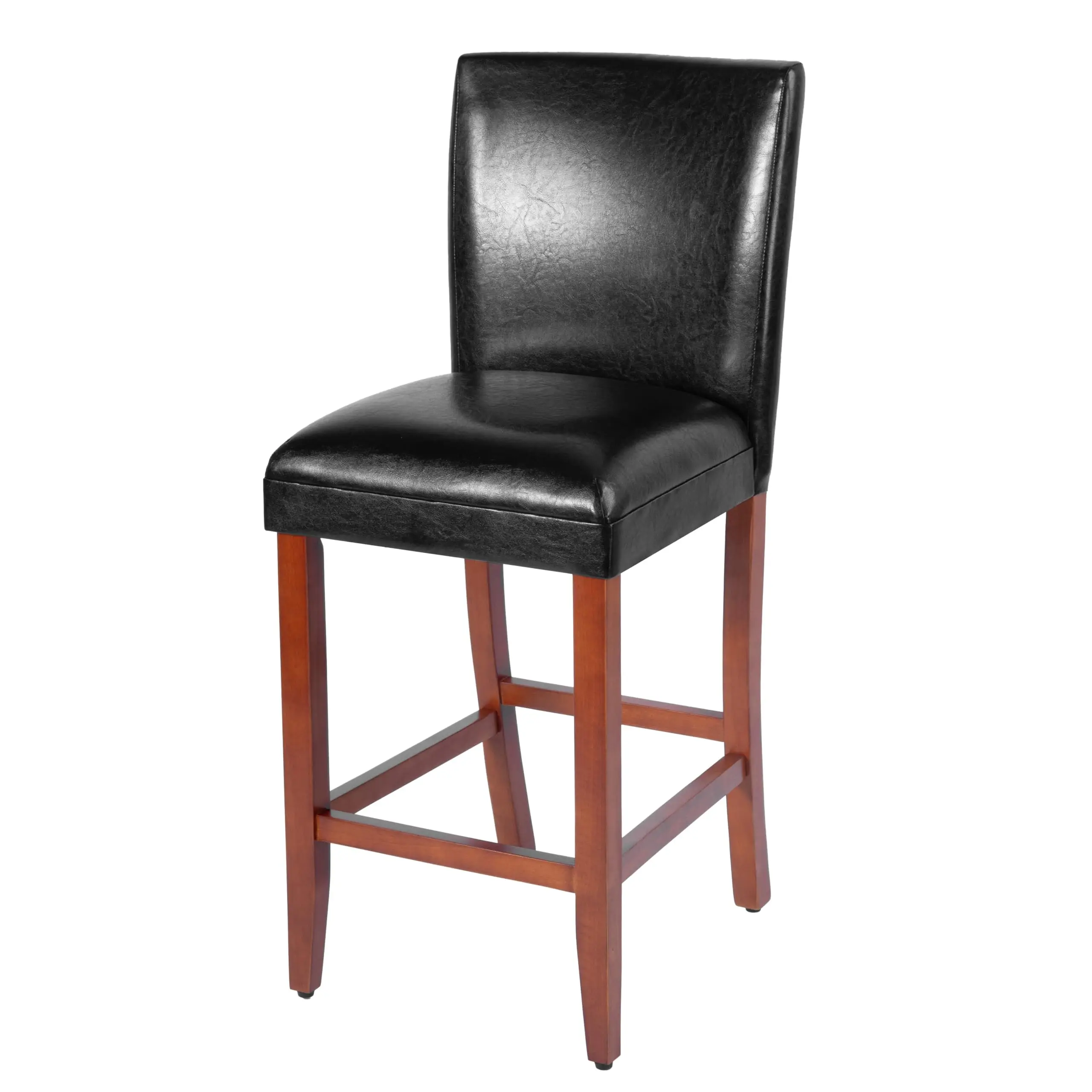 Black Faux Leather Counter Bar Stool With Wooden Legs, 29 Inch Height, Single Unit For Kitchen Or Home Use
Black Faux Leather Counter Bar Stool With Wooden Legs, 29 Inch Height, Single Unit For Kitchen Or Home Use