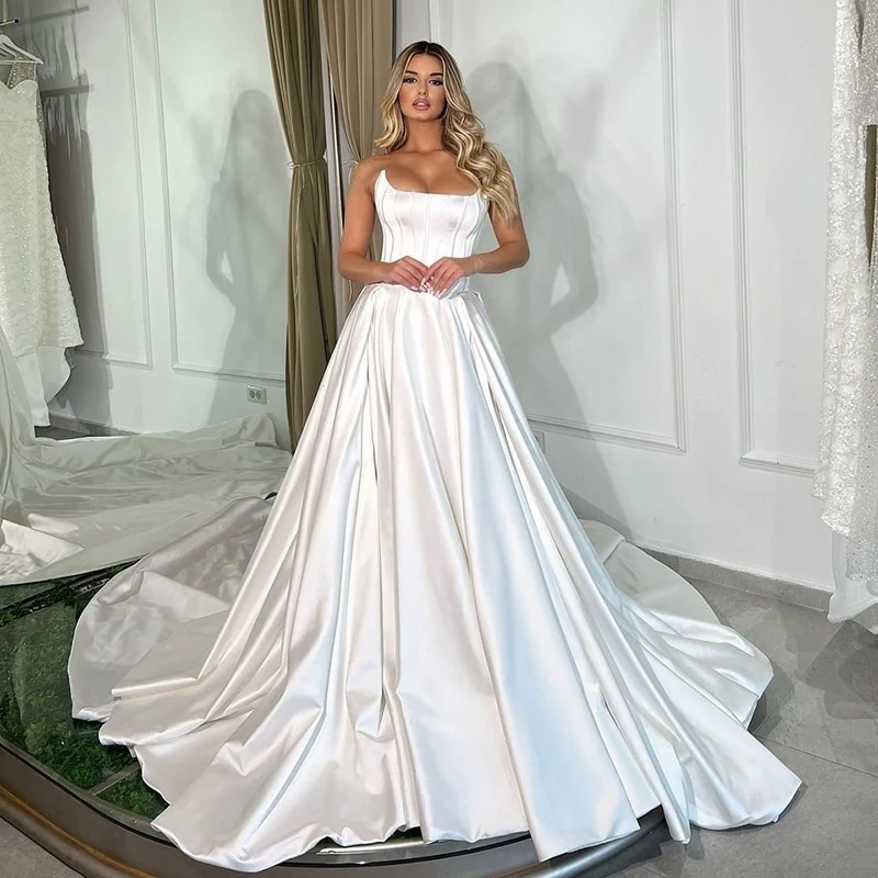 Eightree Elegant A-Line Wedding Dresses White Strapless Princess Satin Bridal Dress Boho Beach Wedding Prom Gowns Custom Size
Eightree Elegant A-Line Wedding Dresses White Strapless Princess Satin Bridal Dress Boho Beach Wedding Prom Gowns Custom Size