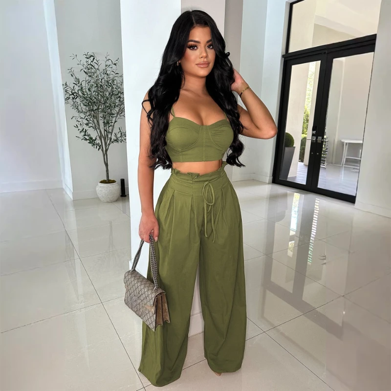 Sexy Two Piece Set Women Outfit 2026 Clubwear Party Elegant Camisole Crop Top and Loose Wide Leg Pants Matching Sets Birthday
Sexy Two Piece Set Women Outfit 2026 Clubwear Party Elegant Camisole Crop Top and Loose Wide Leg Pants Matching Sets Birthday