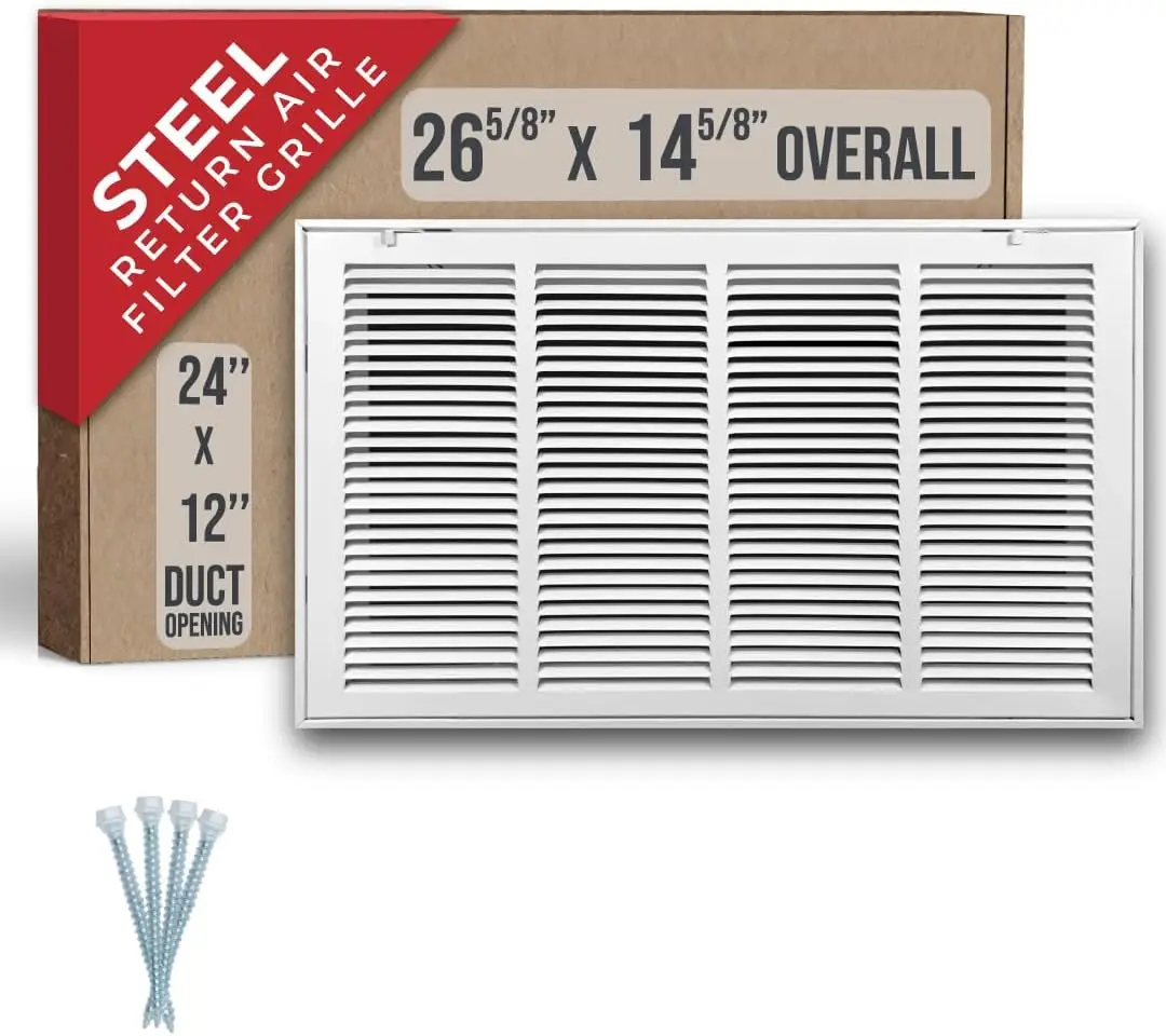 24x12 Duct Opening | Steel Return Air Filter Grille by for 1-inch Filters | Vent Cover Grill
24x12 Duct Opening | Steel Return Air Filter Grille by for 1-inch Filters | Vent Cover Grill